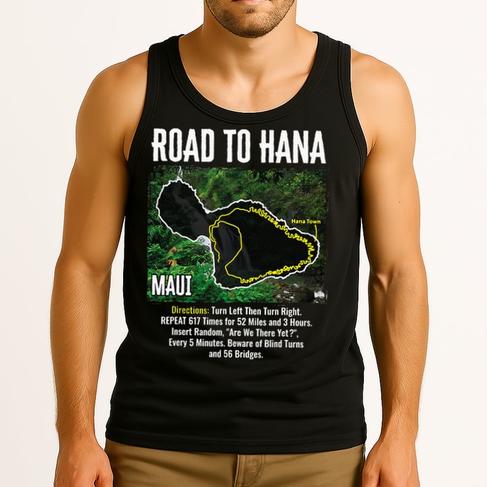 Road To Hana Map Maui Island Surfing Hawaiian Beach Summer Tank Top