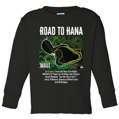 Road To Hana Map Maui Island Surfing Hawaiian Beach Summer Toddler Long Sleeve Shirt