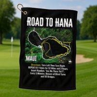 Road To Hana Map Maui Island Surfing Hawaiian Beach Summer Golf Towel