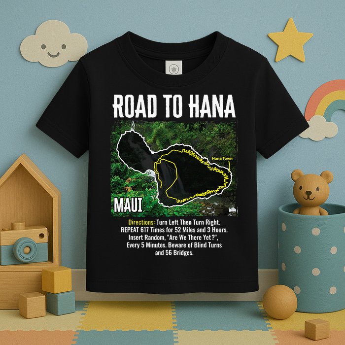 Road To Hana Map Maui Island Surfing Hawaiian Beach Summer Toddler T-Shirt