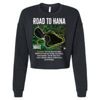 Road To Hana Map Maui Island Surfing Hawaiian Beach Summer Cropped Pullover Crew
