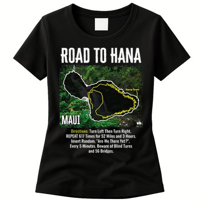 Road To Hana Map Maui Island Surfing Hawaiian Beach Summer Womens T-Shirt