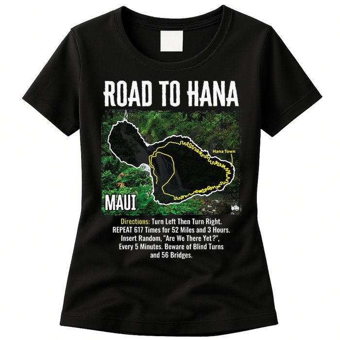 Road To Hana Map Maui Island Surfing Hawaiian Beach Summer Womens T-Shirt