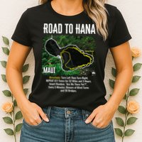 Road To Hana Map Maui Island Surfing Hawaiian Beach Summer Womens T-Shirt