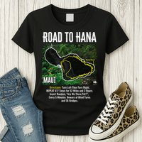 Road To Hana Map Maui Island Surfing Hawaiian Beach Summer Womens T-Shirt