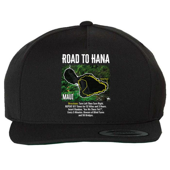 Road To Hana Map Maui Island Surfing Hawaiian Beach Summer Wool Snapback Cap