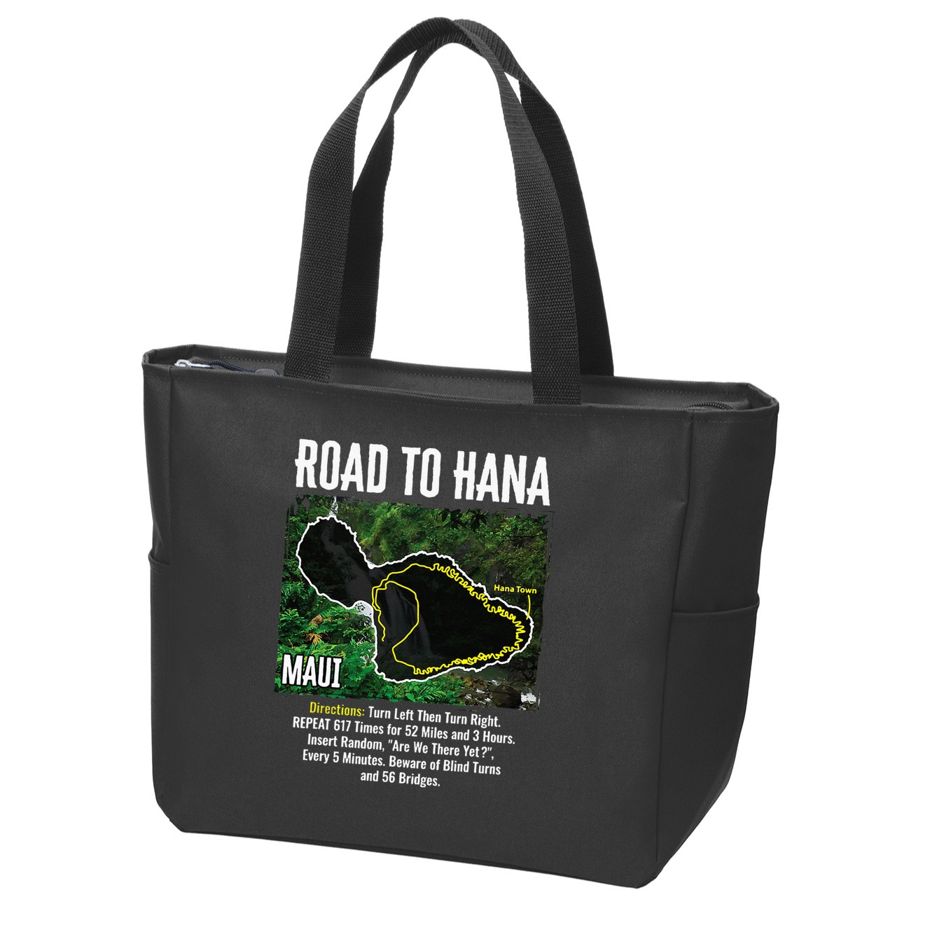 Road To Hana Map Maui Island Surfing Hawaiian Beach Summer Zip Tote Bag