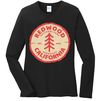 Redwood Trees In The National Forest TShirt Ladies Long Sleeve Shirt