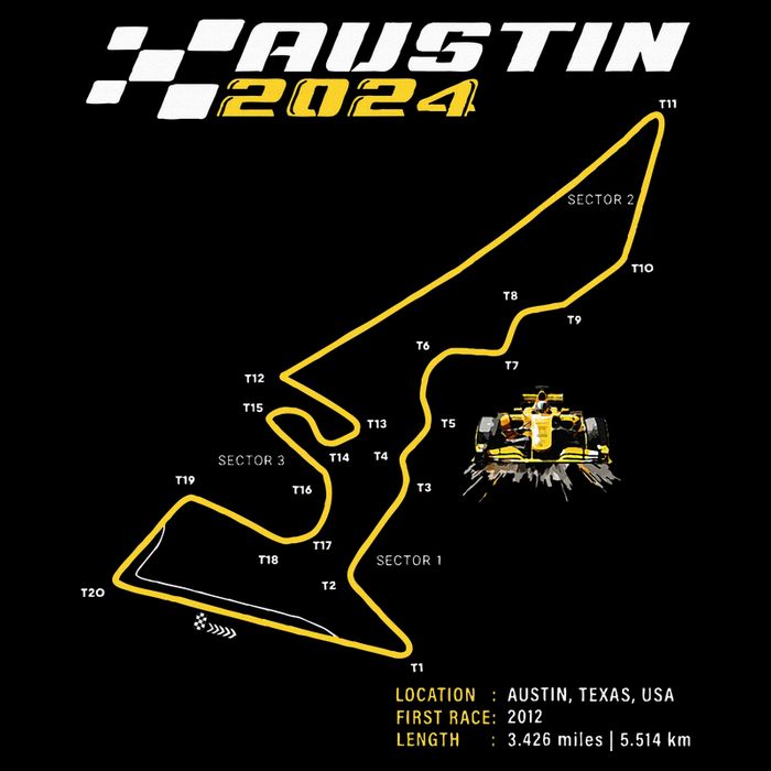 Race Track In Austin Formula Racing Circuits Sport Tall T-Shirt