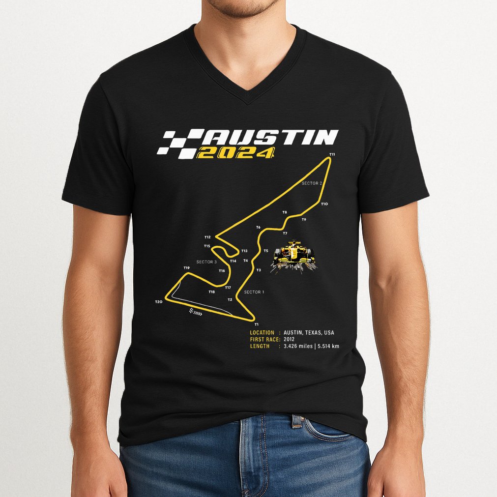 Race Track In Austin Formula Racing Circuits Sport V-Neck T-Shirt