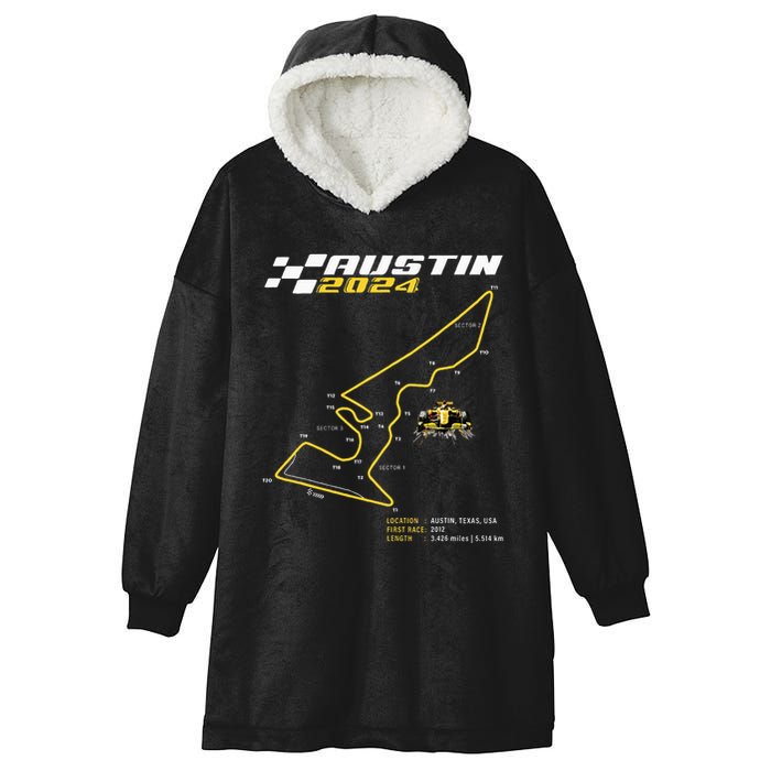 Race Track In Austin Formula Racing Circuits Sport Hooded Wearable Blanket