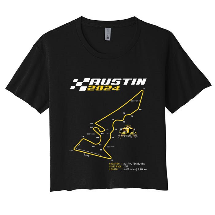 Race Track In Austin Formula Racing Circuits Sport Women's Crop Top Tee