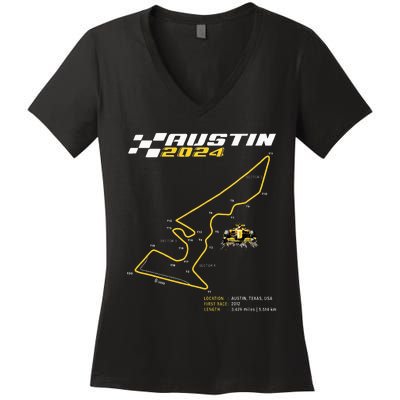 Race Track In Austin Formula Racing Circuits Sport Women's V-Neck T-Shirt