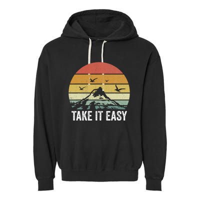 Retro Take It Easy Vintage Outdoors Camping Garment-Dyed Fleece Hoodie