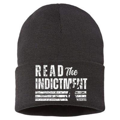 Read The Indictment Donald Trump Indictment AntiTrump Sustainable Knit Beanie