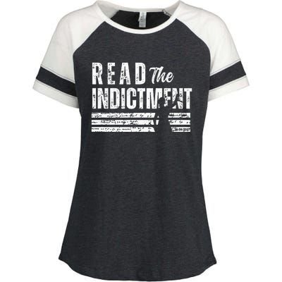 Read The Indictment Donald Trump Indictment AntiTrump Enza Ladies Jersey Colorblock Tee