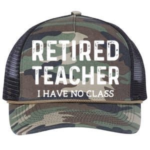 Retired Teacher I Have No Class Retro Rope Trucker Hat Cap