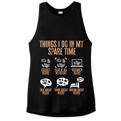 Rockhound Things I Do In My Spare Time Rock Collecting Ladies PosiCharge Tri-Blend Wicking Tank