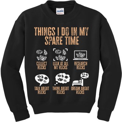 Rockhound Things I Do In My Spare Time Rock Collecting Kids Sweatshirt