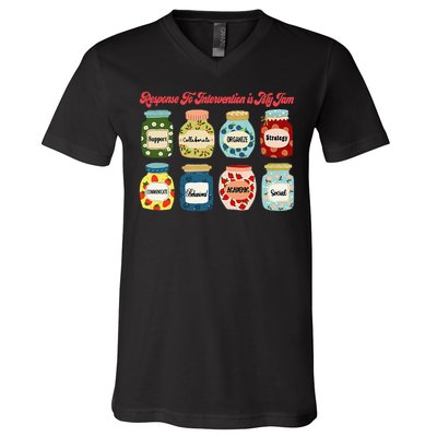 Response To Intervention Is My Jam RTI Intervention Teacher V-Neck T-Shirt