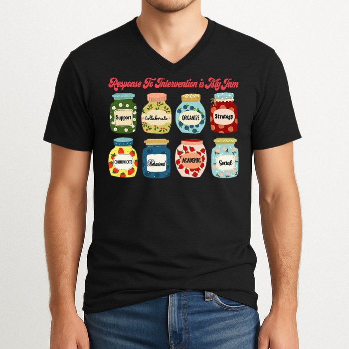 Response To Intervention Is My Jam RTI Intervention Teacher V-Neck T-Shirt