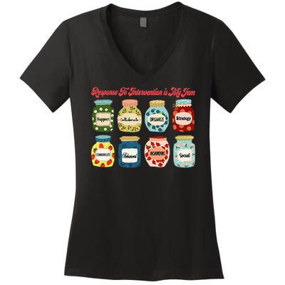 Response To Intervention Is My Jam RTI Intervention Teacher Women's V-Neck T-Shirt