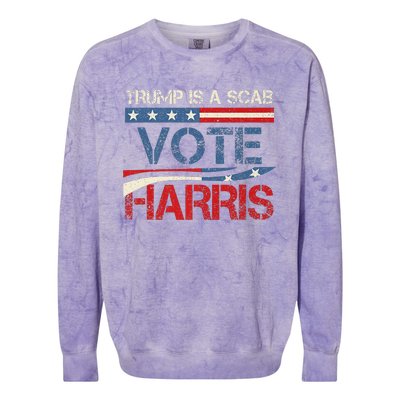 Retro Trump Is A Scab Vote Harris Funny Harris Kamala Trump Colorblast Crewneck Sweatshirt