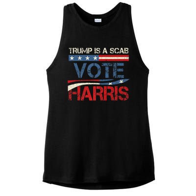 Retro Trump Is A Scab Vote Harris Funny Harris Kamala Trump Ladies PosiCharge Tri-Blend Wicking Tank