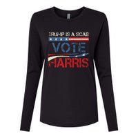 Retro Trump Is A Scab Vote Harris Funny Harris Kamala Trump Womens Cotton Relaxed Long Sleeve T-Shirt