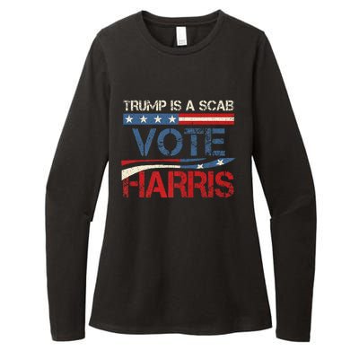 Retro Trump Is A Scab Vote Harris Funny Harris Kamala Trump Womens CVC Long Sleeve Shirt