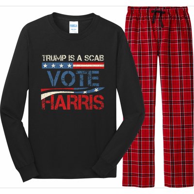 Retro Trump Is A Scab Vote Harris Funny Harris Kamala Trump Long Sleeve Pajama Set