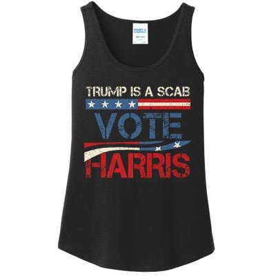 Retro Trump Is A Scab Vote Harris Funny Harris Kamala Trump Ladies Essential Tank