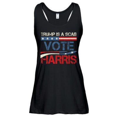 Retro Trump Is A Scab Vote Harris Funny Harris Kamala Trump Ladies Essential Flowy Tank