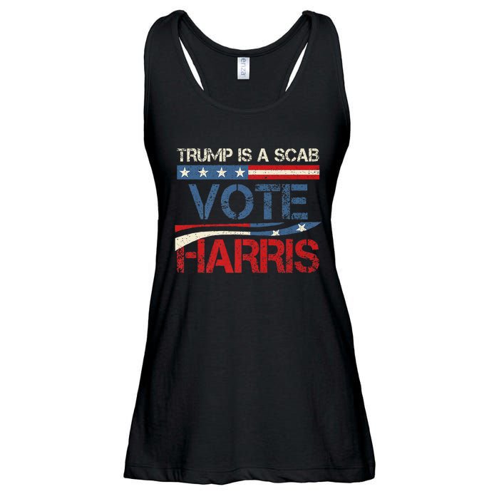 Retro Trump Is A Scab Vote Harris Funny Harris Kamala Trump Ladies Essential Flowy Tank