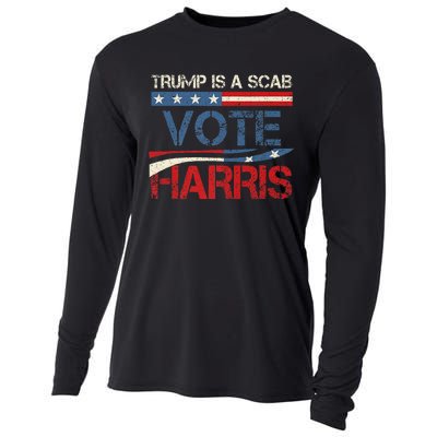 Retro Trump Is A Scab Vote Harris Funny Harris Kamala Trump Cooling Performance Long Sleeve Crew