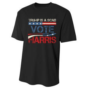 Retro Trump Is A Scab Vote Harris Funny Harris Kamala Trump Performance Sprint T-Shirt