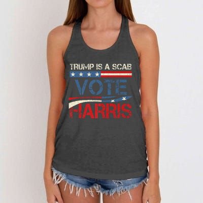 Retro Trump Is A Scab Vote Harris Funny Harris Kamala Trump Women's Knotted Racerback Tank