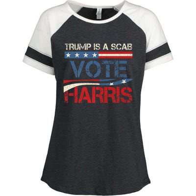 Retro Trump Is A Scab Vote Harris Funny Harris Kamala Trump Enza Ladies Jersey Colorblock Tee