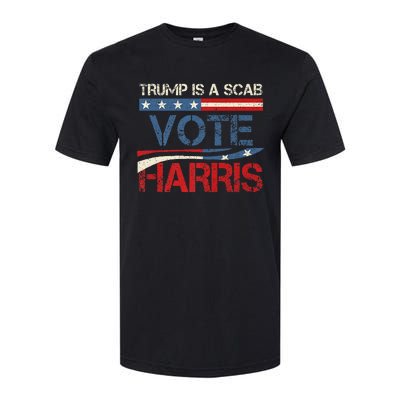 Retro Trump Is A Scab Vote Harris Funny Harris Kamala Trump Softstyle CVC T-Shirt