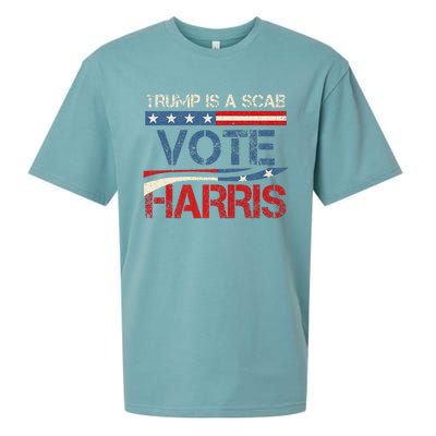 Retro Trump Is A Scab Vote Harris Funny Harris Kamala Trump Sueded Cloud Jersey T-Shirt