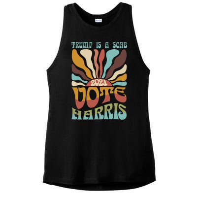 Retro Trump Is A Scab Vote Harris Funny Harris Kamala Trump Ladies PosiCharge Tri-Blend Wicking Tank