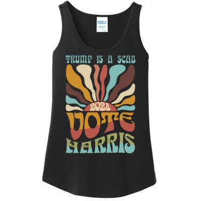 Retro Trump Is A Scab Vote Harris Funny Harris Kamala Trump Ladies Essential Tank