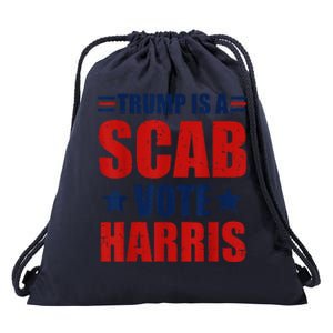 Retro Trump Is A Scab Vote Harris Funny Trump Election 2024 Drawstring Bag