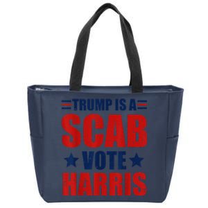 Retro Trump Is A Scab Vote Harris Funny Trump Election 2024 Zip Tote Bag