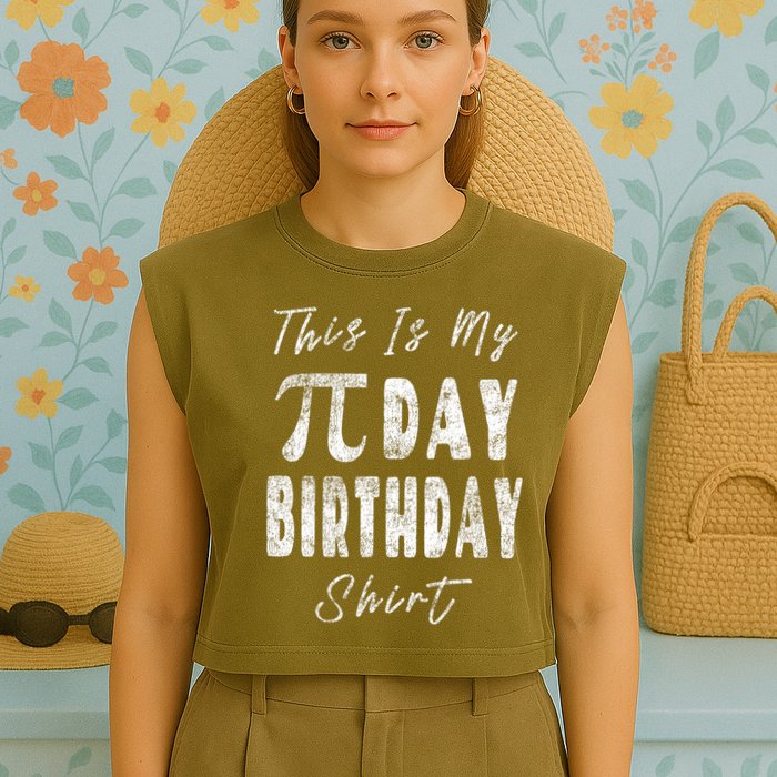 Retro This Is My Pi Day Birthday Shirt Pi Symbol 3 14 Garment-Dyed Women's Muscle Tee