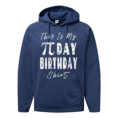 Retro This Is My Pi Day Birthday Shirt Pi Symbol 3 14 Performance Fleece Hoodie