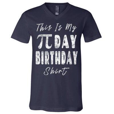 Retro This Is My Pi Day Birthday Shirt Pi Symbol 3 14 V-Neck T-Shirt