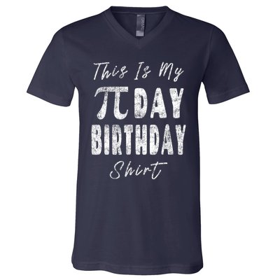 Retro This Is My Pi Day Birthday Shirt Pi Symbol 3 14 V-Neck T-Shirt