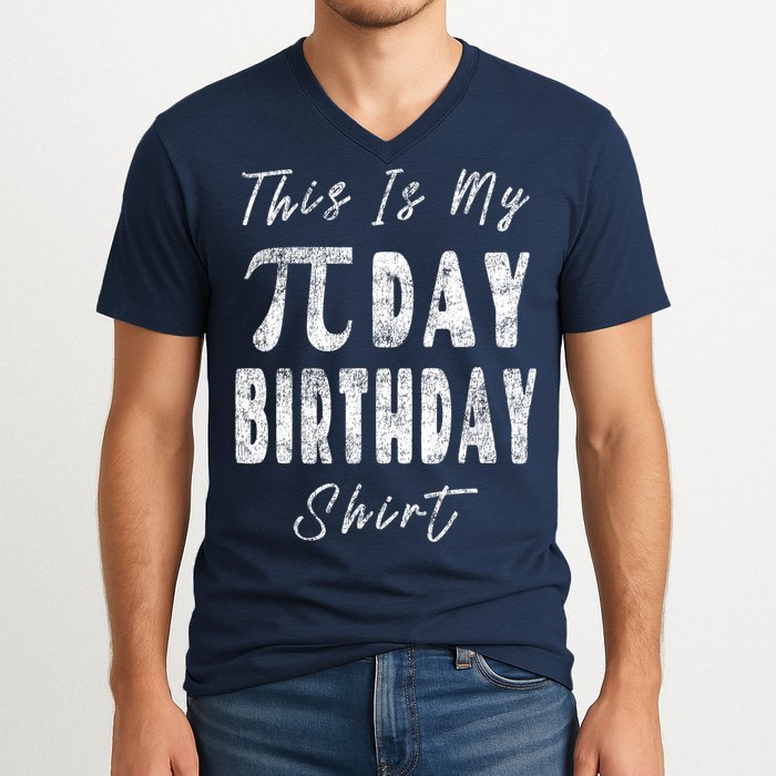 Retro This Is My Pi Day Birthday Shirt Pi Symbol 3 14 V-Neck T-Shirt