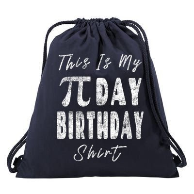 Retro This Is My Pi Day Birthday Shirt Pi Symbol 3 14 Drawstring Bag